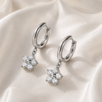 Harma Girls Little Bloom Zirconia Silver 10mm Hoop Earrings
