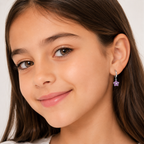 Harma Girls Little Bloom Zirconia Silver 10mm Hoop Earrings