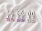 Harma Girls Little Bloom Zirconia Silver 10mm Hoop Earrings