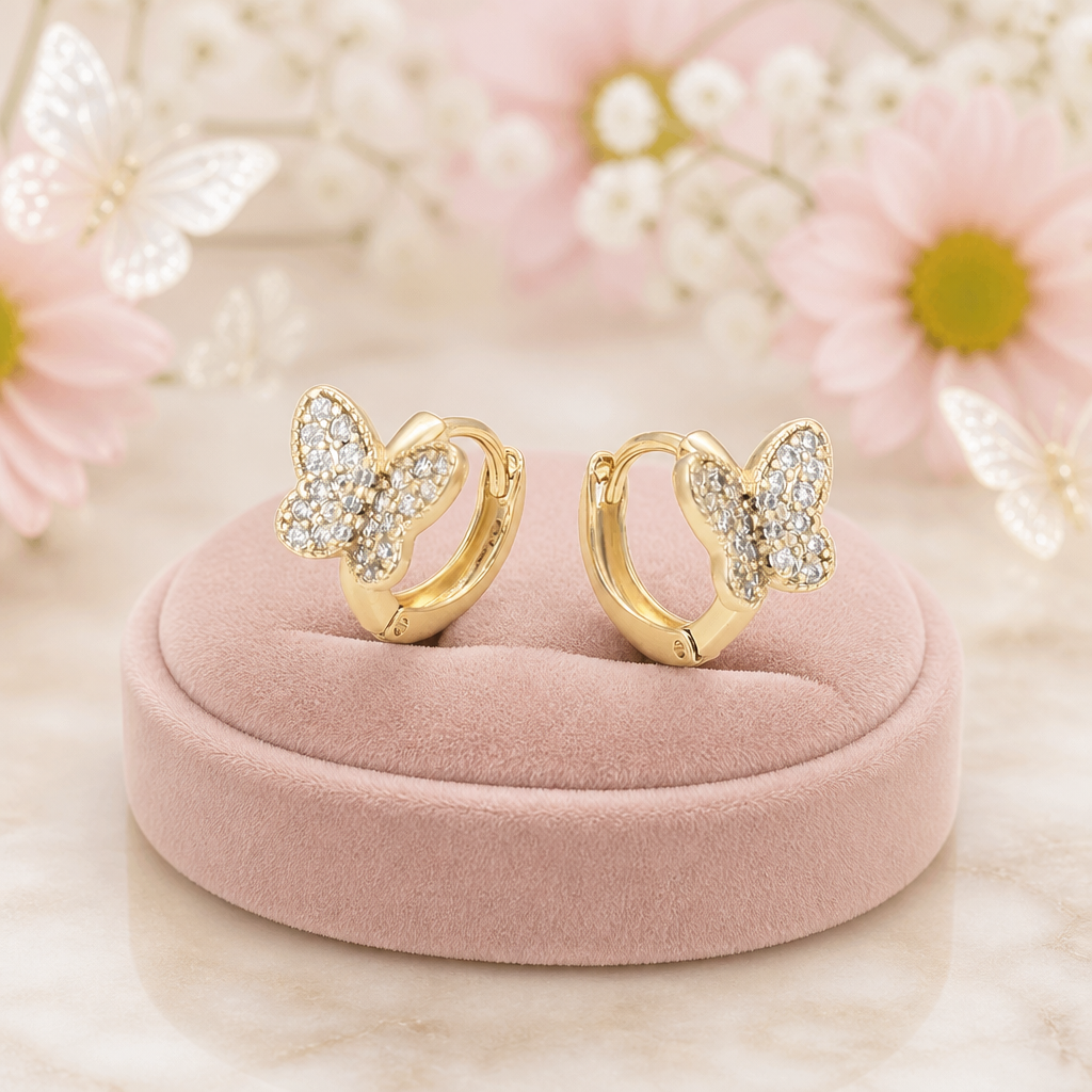 Harma Girls Flutter Sparkle Hoop Earrings