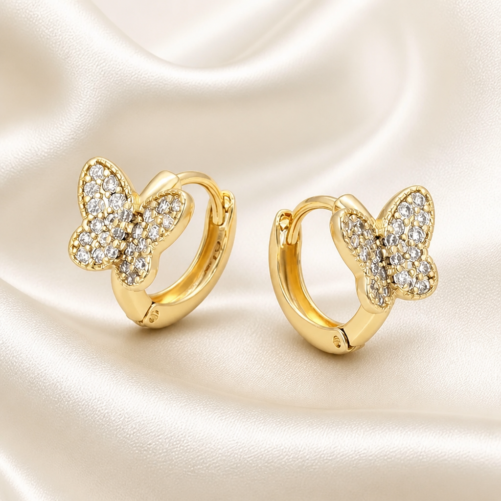 Harma Girls Flutter Sparkle Hoop Earrings
