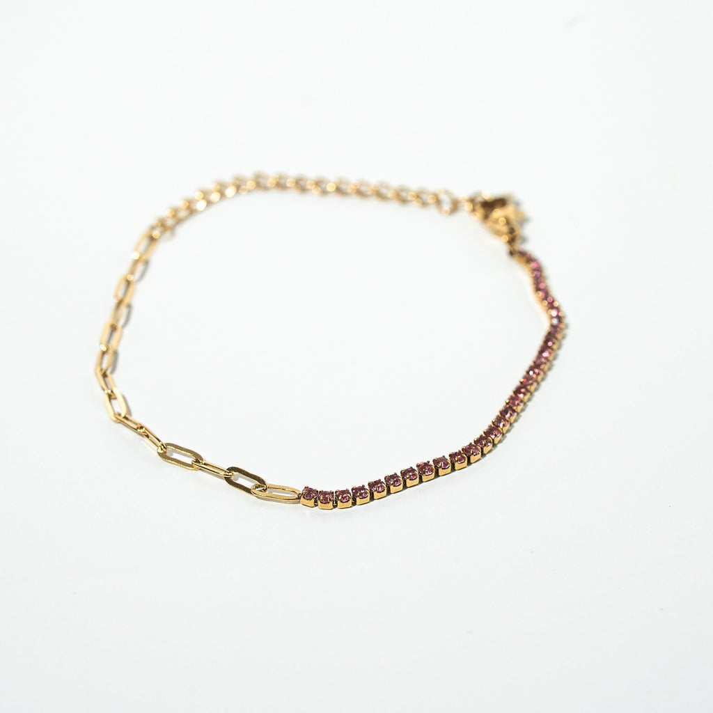 Harma Jewelry I Am Becoming PINK Link Bracelet - self-care pink 18K gold plated bracelet for women