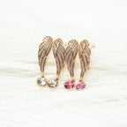 Harma Jewelry Rise Again Crystal Wings Earrings - everyday minimalist 18K gold plated earrings for women