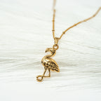 Harma Jewelry The Gentle Return Golden Flamingo Necklace - self-care pink 18K gold plated necklace for women
