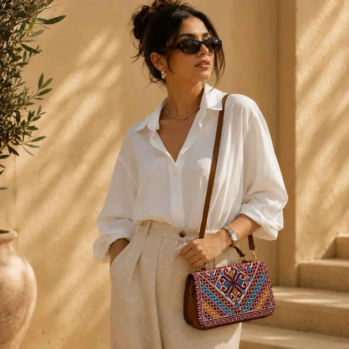 Palestinian Tatreez Crossbody Bag – Handmade Embroidered Shoulder Purse