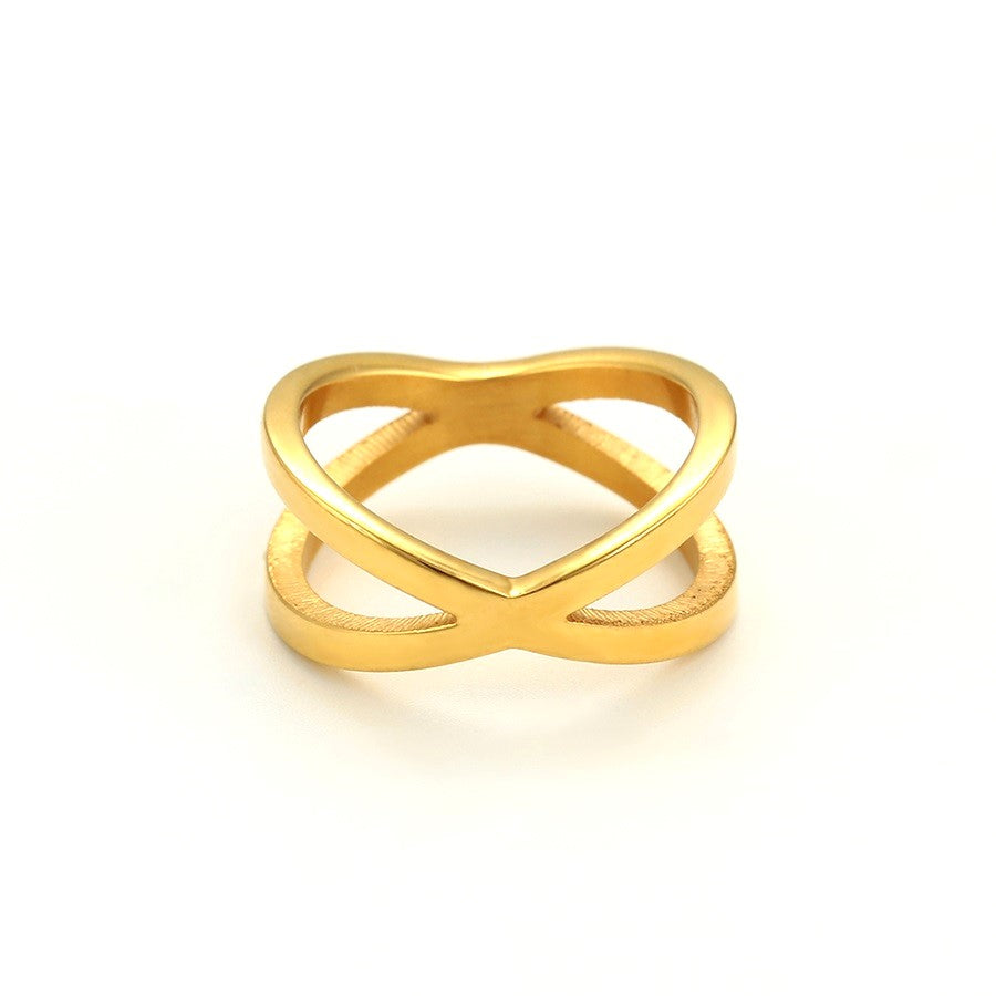 Harma Jewelry Enchanted Supernova Criss Cross Ring - everyday minimalist 18K gold plated rings for women