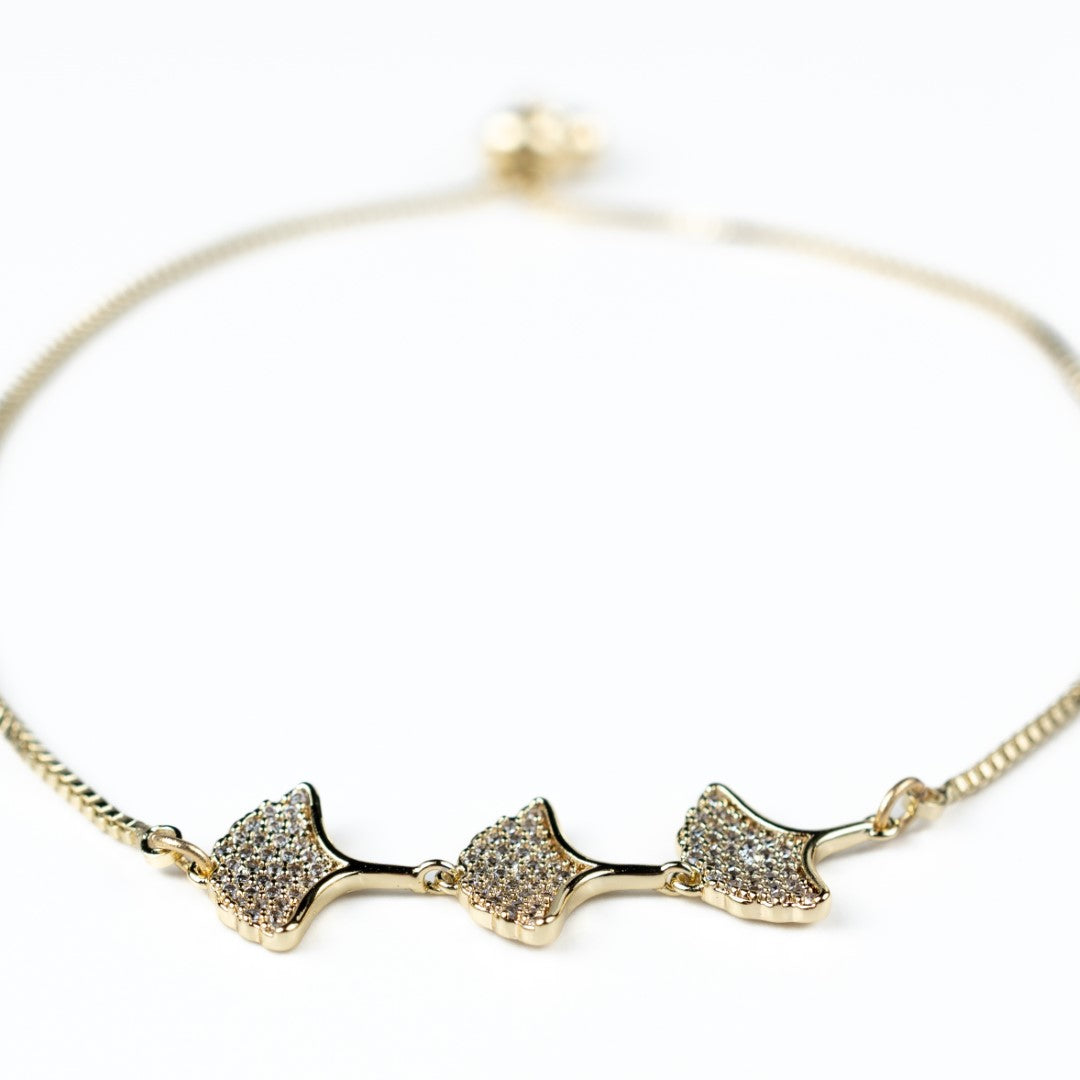 Floral Petals Zirconia Adjustable Bolo Bracelet