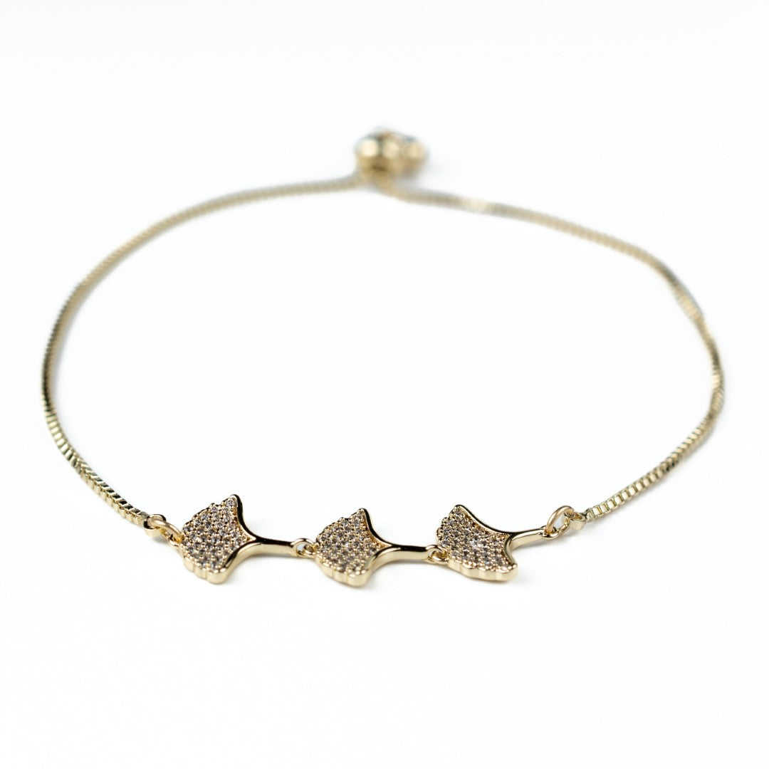 Floral Petals Zirconia Adjustable Bolo Bracelet