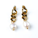 harma jewelry 24k gold plated Curb Chain Link Stud Earrings