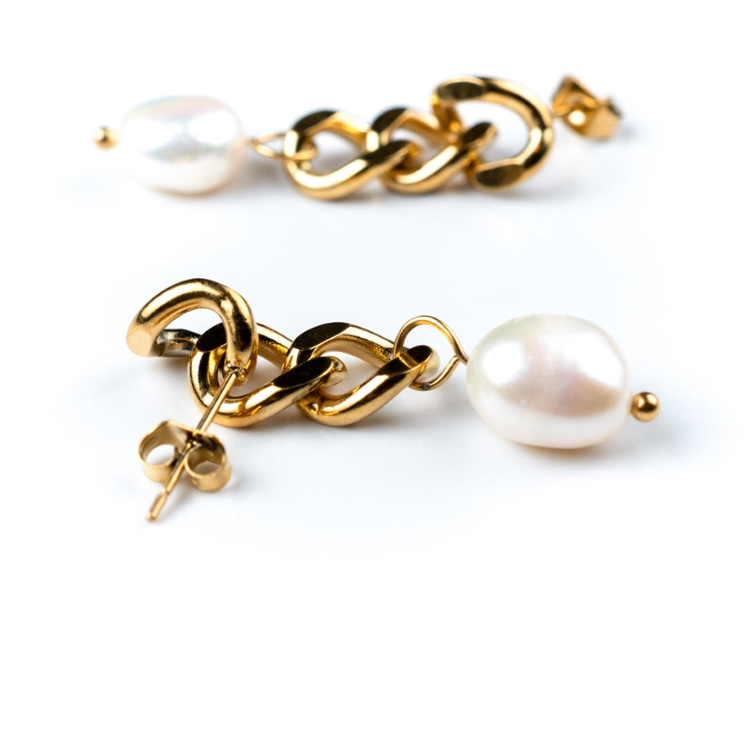 harma jewelry 24k gold plated Curb Chain Link Stud Earrings