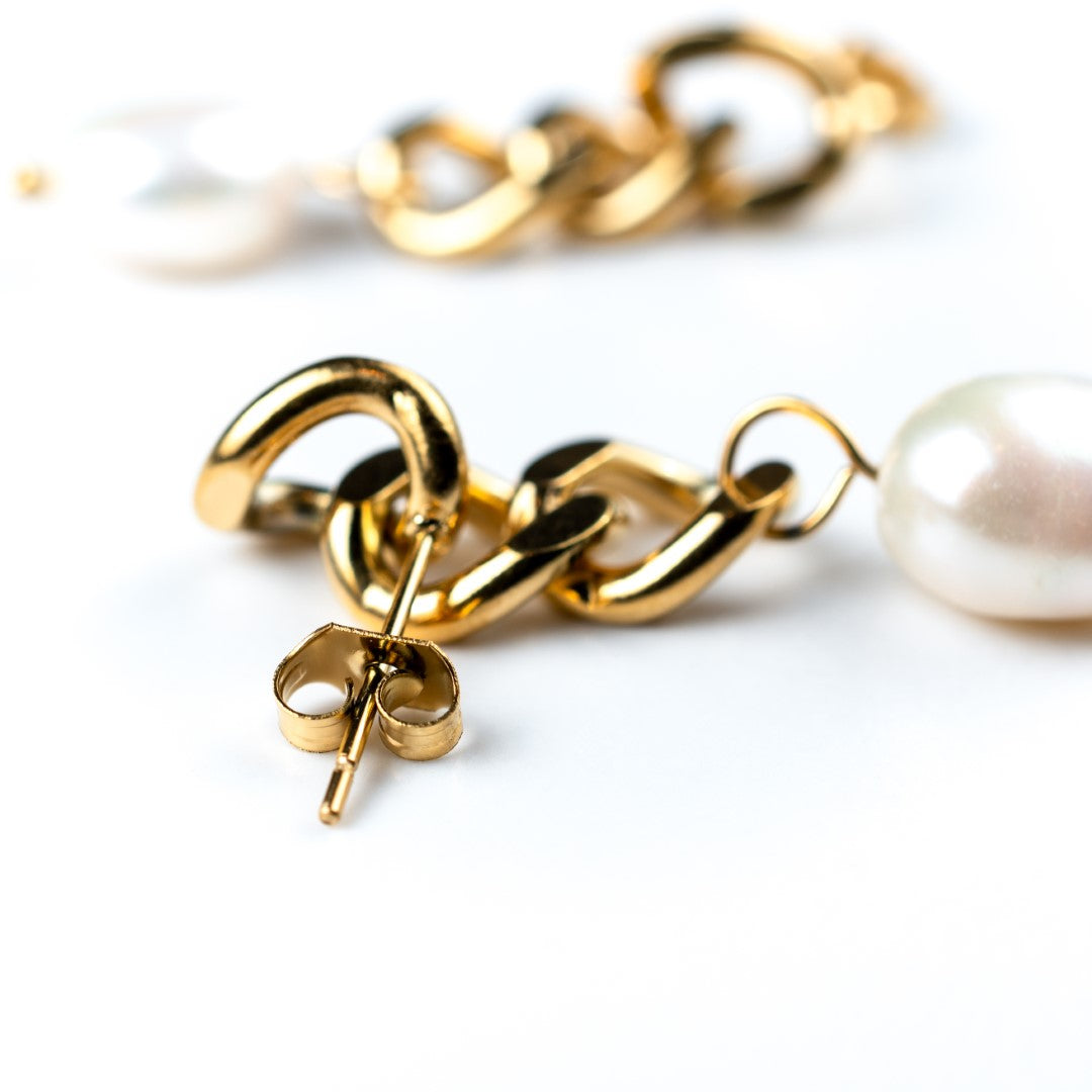 harma jewelry 24k gold plated Curb Chain Link Stud Earrings