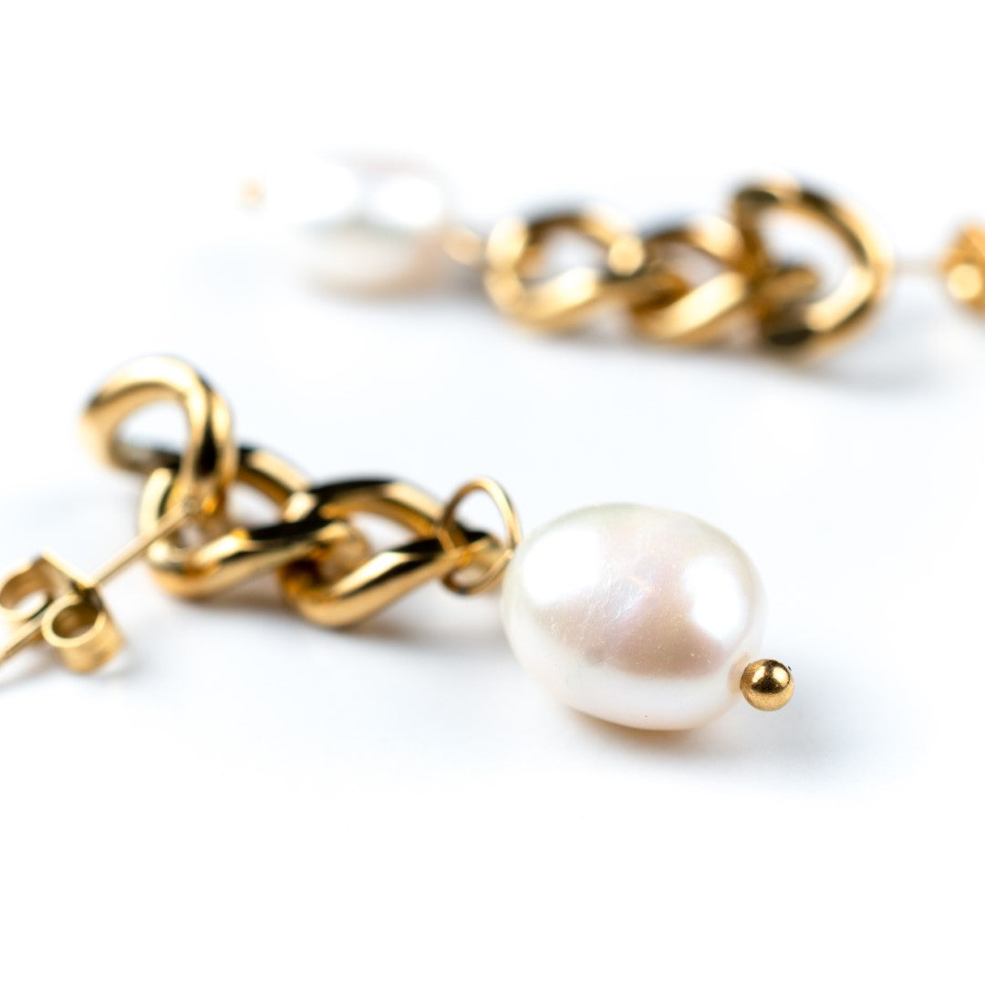 harma jewelry 24k gold plated Curb Chain Link Stud Earrings