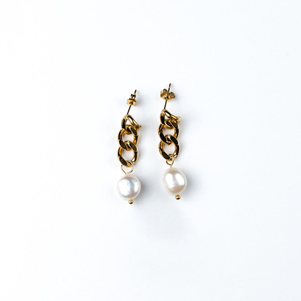 harma jewelry 24k gold plated Curb Chain Link Stud Earrings