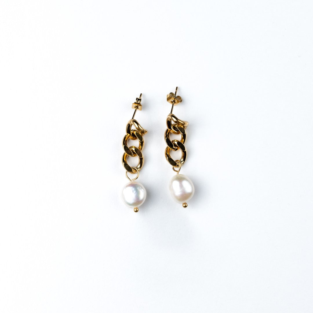 harma jewelry 24k gold plated Curb Chain Link Stud Earrings