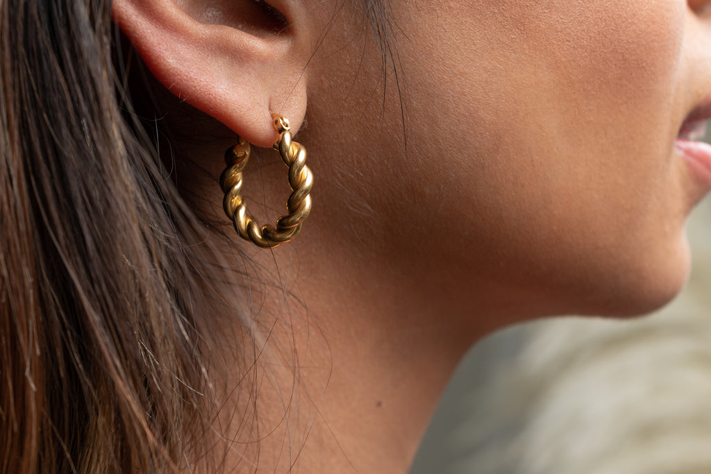 harma jewelry divine collection 24k gold plated Fearless Twisted Earrings