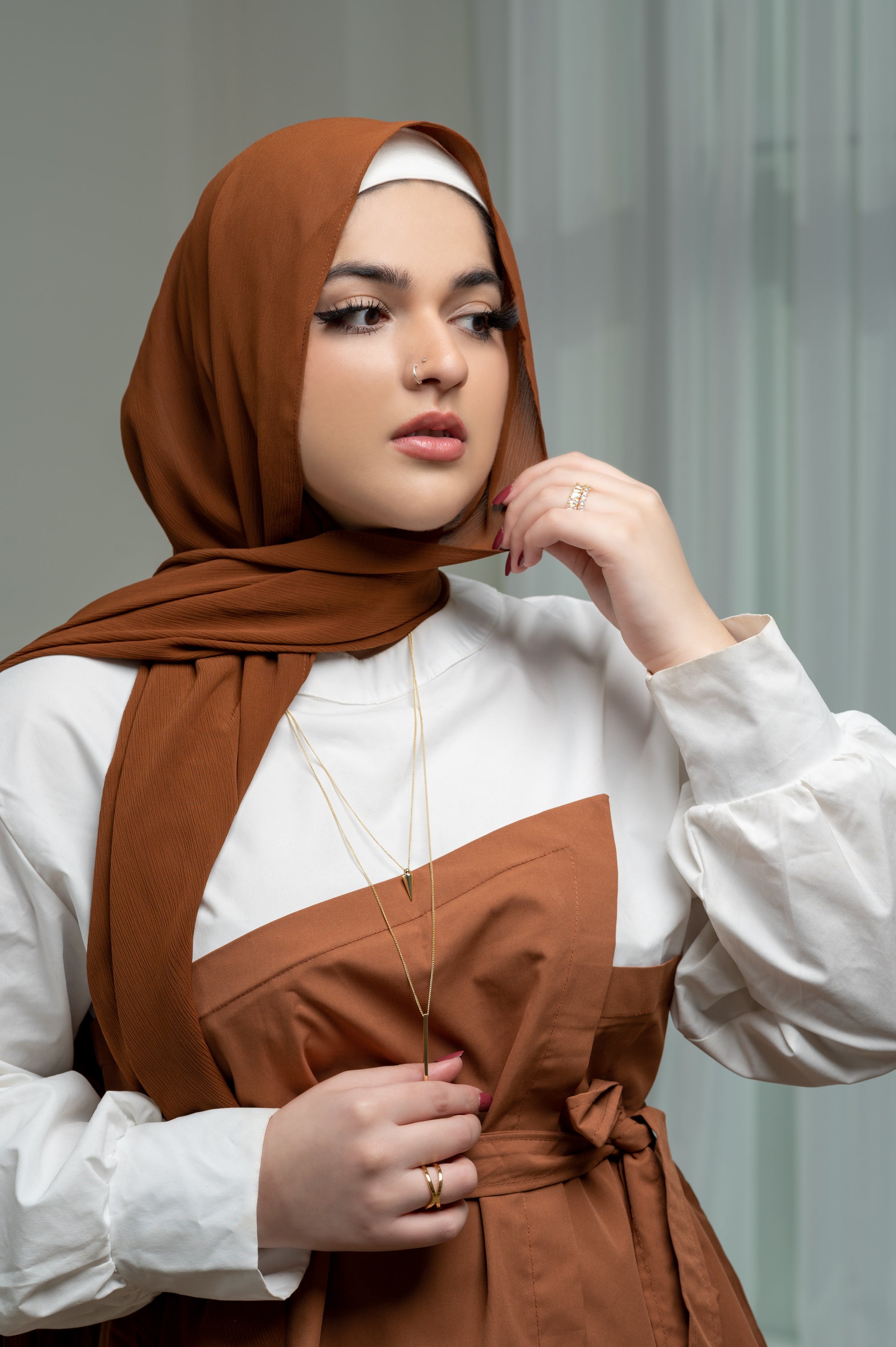 Harma Jewelry divine collection 14k gold plated Glorious Bar and Spike Double Necklace