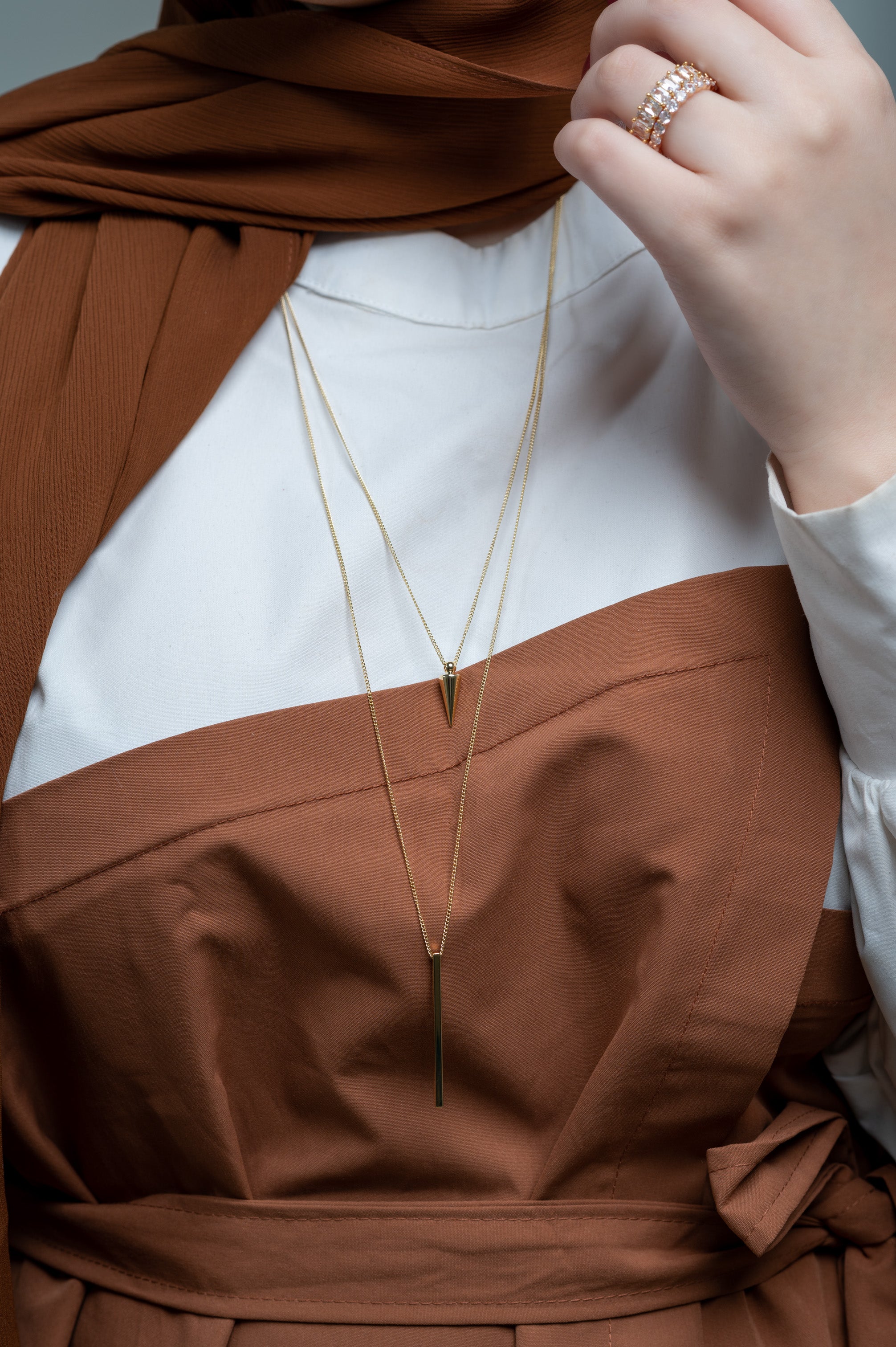 Harma Jewelry Glorious Bar and Spike Double Necklace - faith-inspired 18K gold plated necklace for women