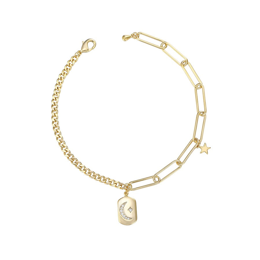 Harma jewelry 14k gold plated divine collection Moon and Star Link Bracelet