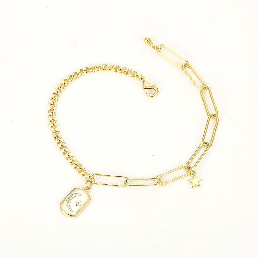 Harma Jewelry Divine Moon and Star Link Bracelet - faith-inspired 18K gold plated bracelet for women