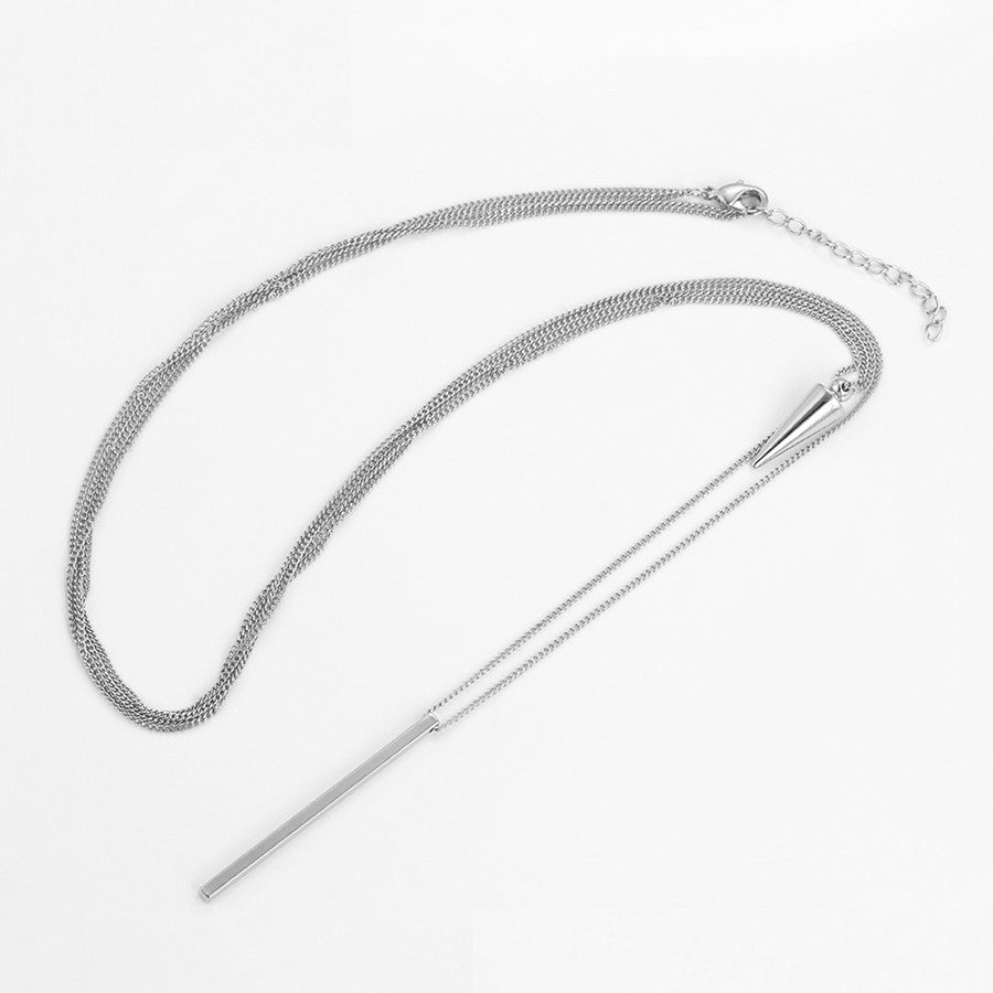 Harma Jewelry divine collection platinum plated Glorious Bar and Spike Double Necklace