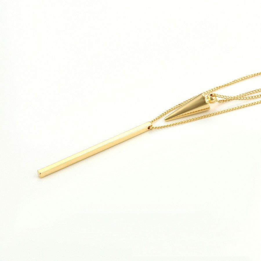 Harma Jewelry divine collection 14k gold plated Glorious Bar and Spike Double Necklace