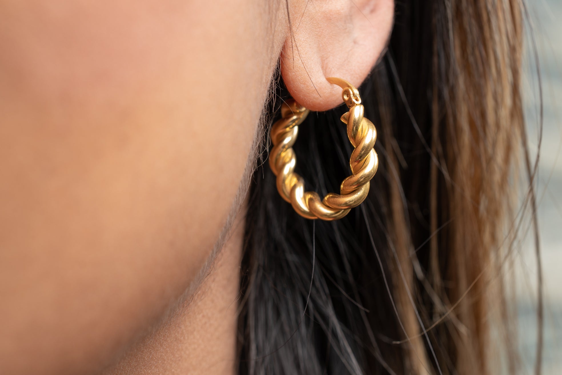 Harma Jewelry Fearless Twisted Earrings - faith-inspired 24K gold plated earrings for women