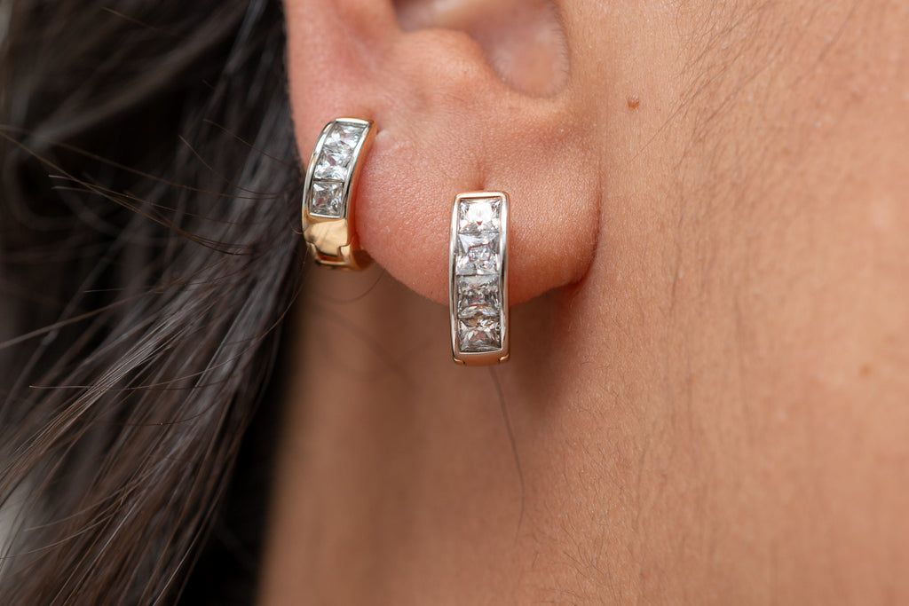 Harma Essential Two-tone Baguette Hoop Earrings