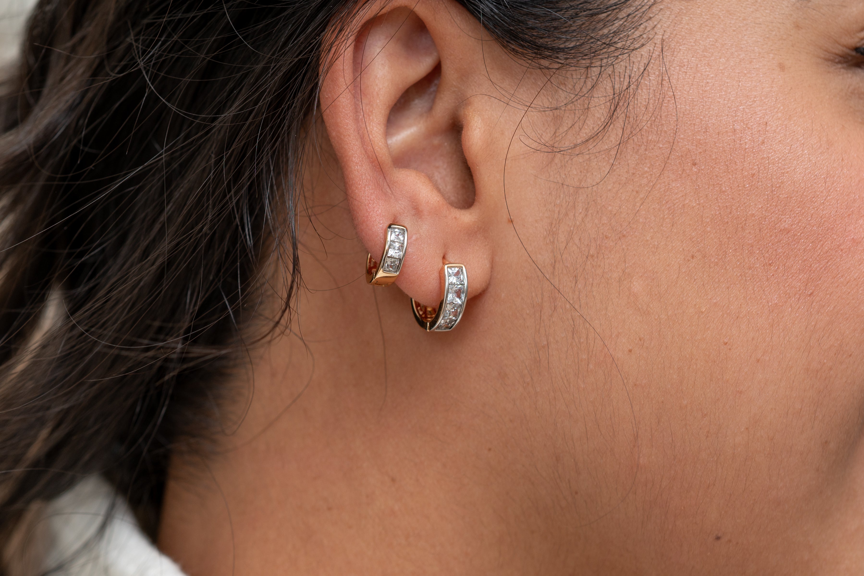 Harma Essential Two-tone Baguette Hoop Earrings