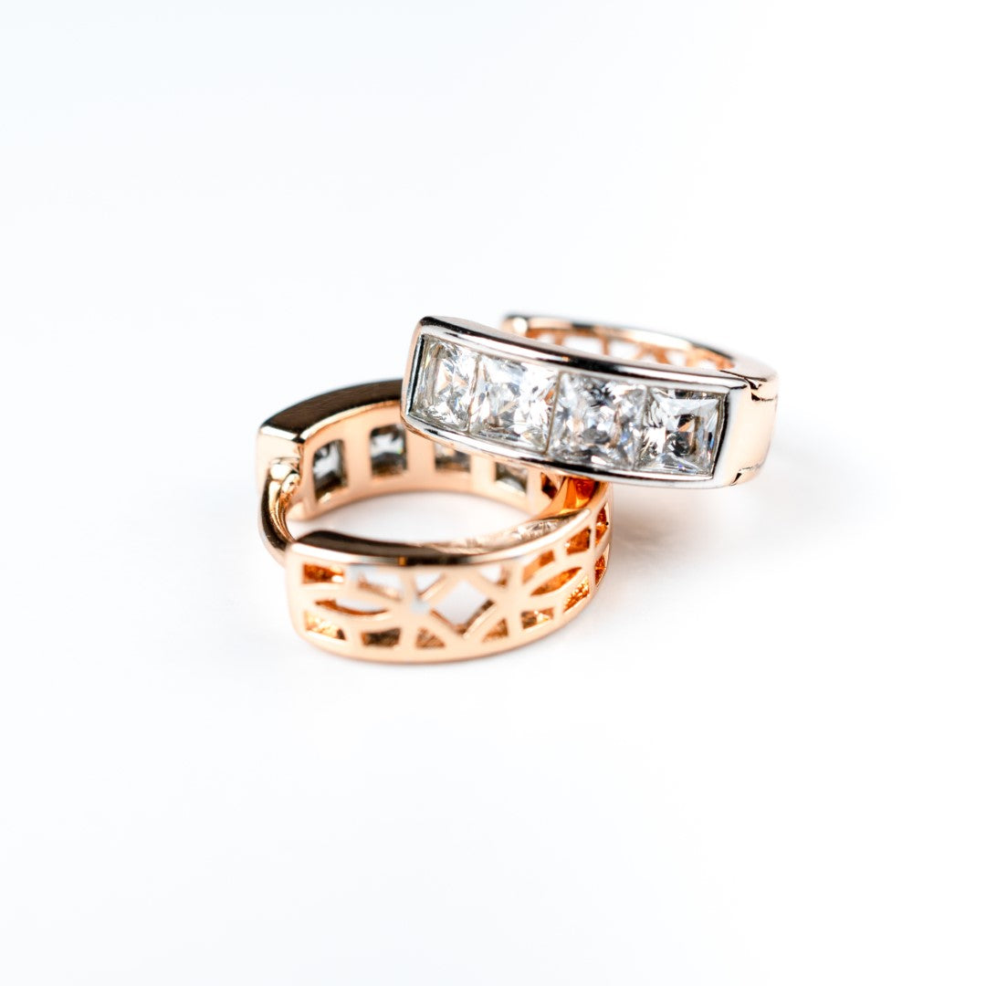 Harma Essential Two-tone Baguette Hoop Earrings