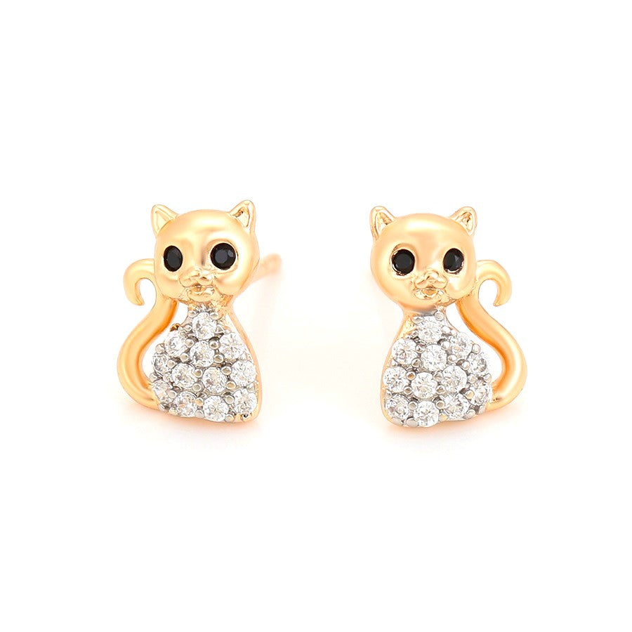 Harma Jewelry Chic Aristocats Stud Earrings - everyday minimalist 18K gold plated earrings for women. harma jewelry girls Aristocats cat Stud Earrings 18k Gold Plated. 