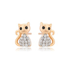 harma jewelry girls chic cat stud earrings in 18k gold plating. harma jewelry girls Aristocats cat Stud Earrings 18k Gold Plated.