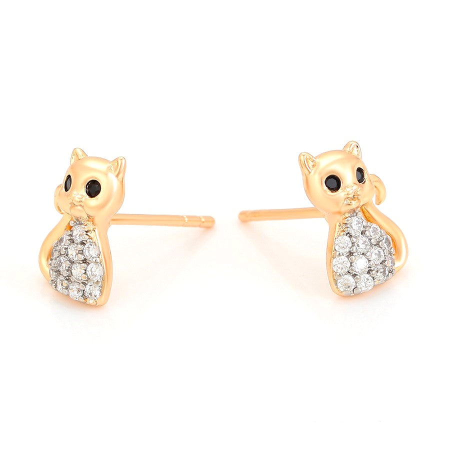 harma jewelry girls chic cat stud earrings in 18k gold plating. harma jewelry girls Aristocats cat Stud Earrings 18k Gold Plated. 