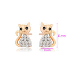 harma jewelry girls chic cat stud earrings in 18k gold plating. harma jewelry girls Aristocats cat Zirconia Stud Earrings 18k Gold Plated Measurements